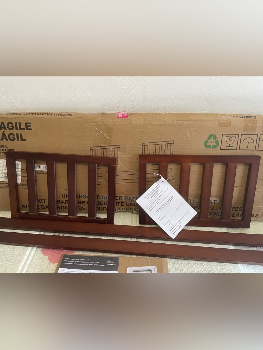 Storkcraft/ Graco Toddler Safety Guardrail kit slats, Espresso - Picture 2 of 16